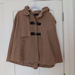 Tan Hooded Cape with Toggle Closures Size Medium